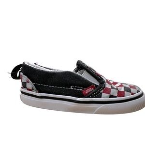 Vans Checkerboard Black shoes - Toddler - RED/Black/White - Size 6.5